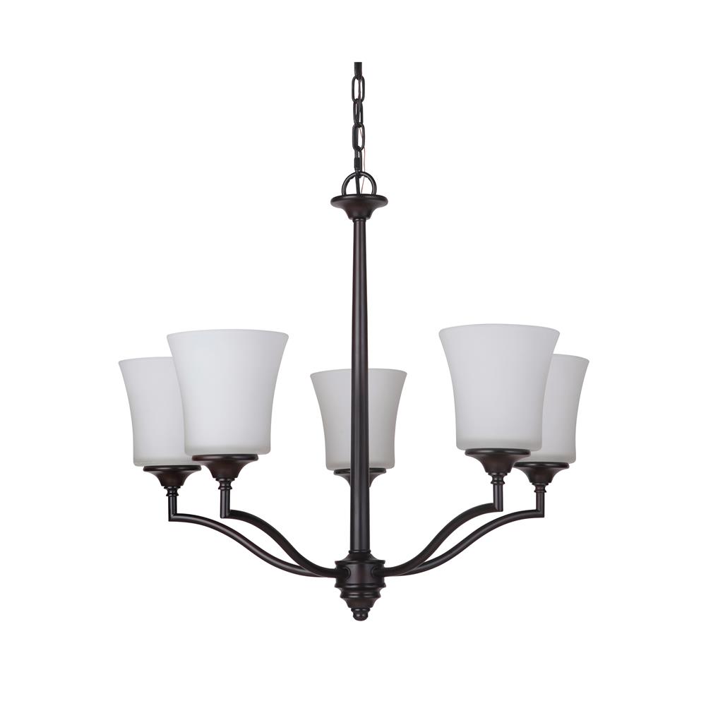 Craftmade 41725-OB Helena 5 Light Chandelier in Oiled Bronze with White Frosted Glass