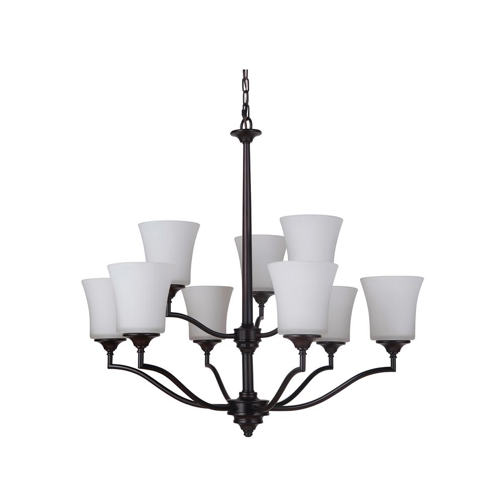 Craftmade 41729-OB Helena 9 Light Chandelier in Oiled Bronze with White Frosted Glass