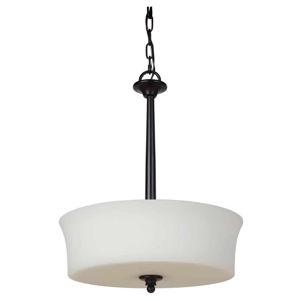 Craftmade 41743-OB Helena 3 Light Inverted Pendant in Oiled Bronze with White Frosted Glass