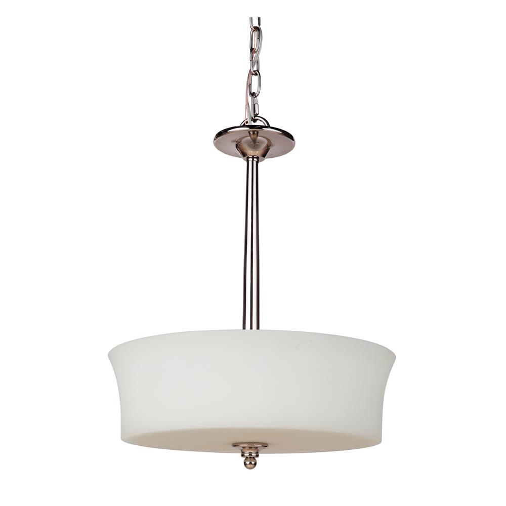 Craftmade 41743-PLN Helena 3 Light Inverted Pendant in Polished Nickel with White Frosted Glass