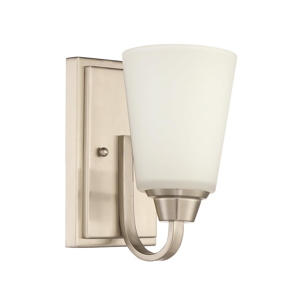 Craftmade 41901-BNK Grace 1 Light Vanity Light in Brushed Polished Nickel with White Frosted Glass