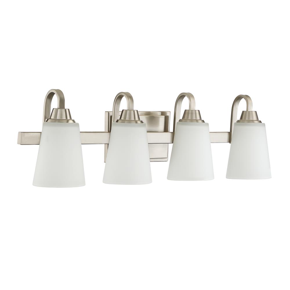 Craftmade 41904-BNK Grace 4 Light Vanity Light in Brushed Polished Nickel with White Frosted Glass