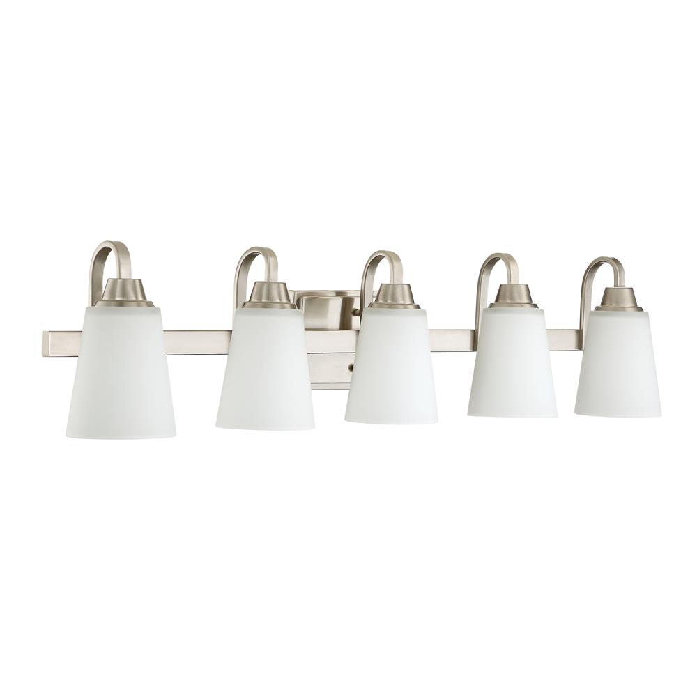 Craftmade 41905-BNK Grace 5 Light Vanity Light in Brushed Polished Nickel with White Frosted Glass