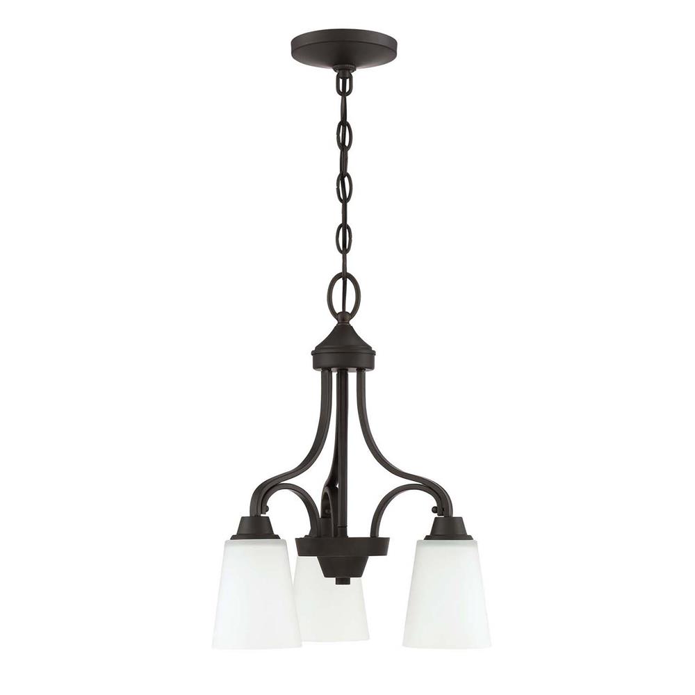Craftmade 41913-ESP Grace 3 Light Down Chandelier in Espresso with White Frosted Glass