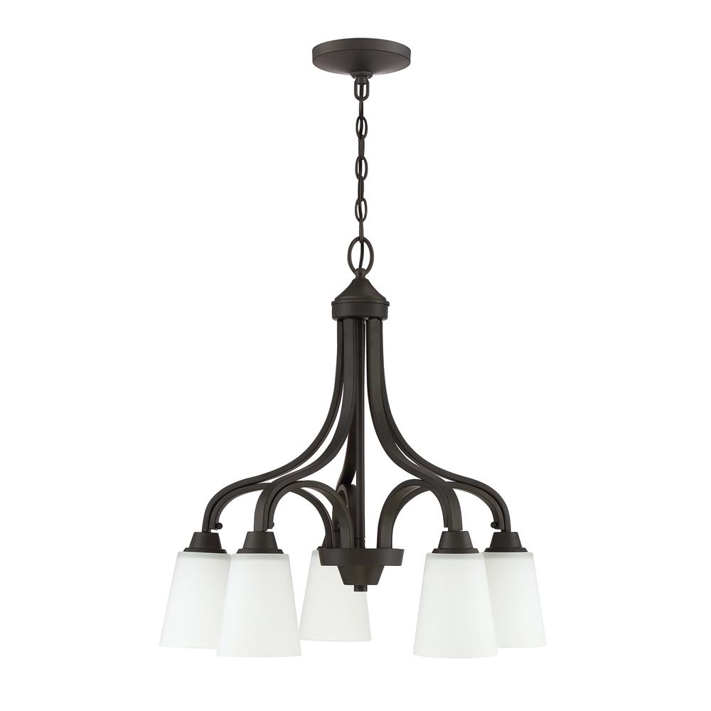 Craftmade 41915-ESP Grace 5 Light Down Chandelier in Espresso with White Frosted Glass