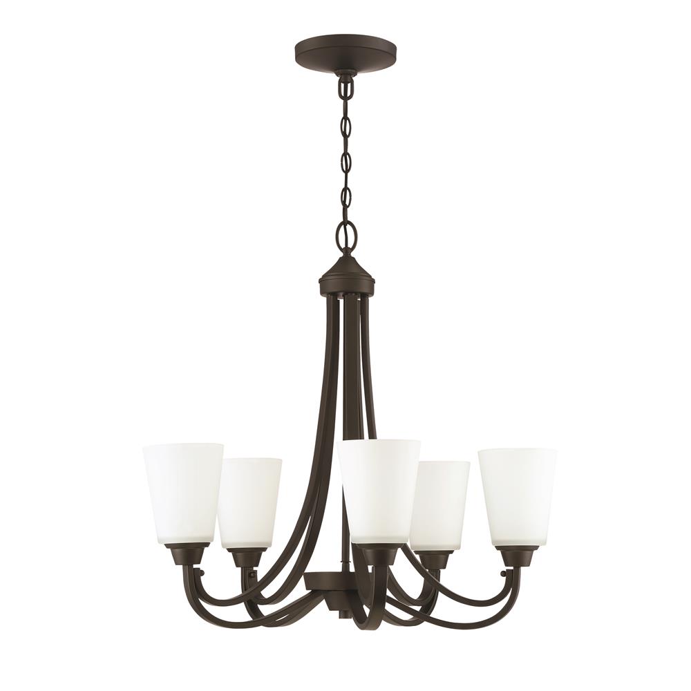 Craftmade 41925-ESP Grace 5 Light Chandelier in Espresso with White Frosted Glass
