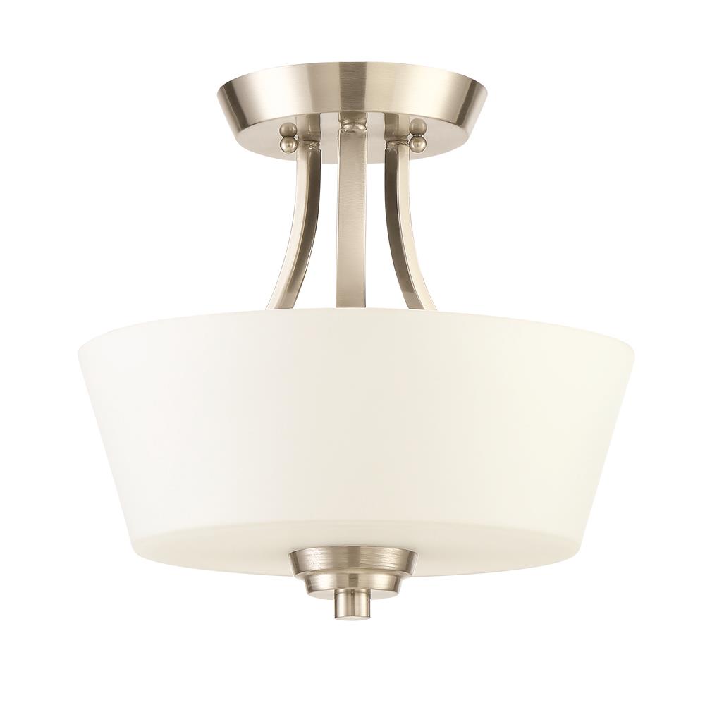 Craftmade 41952-BNK Grace 2 Light Convertible Semi Flush in Brushed Polished Nickel with White Frosted Glass