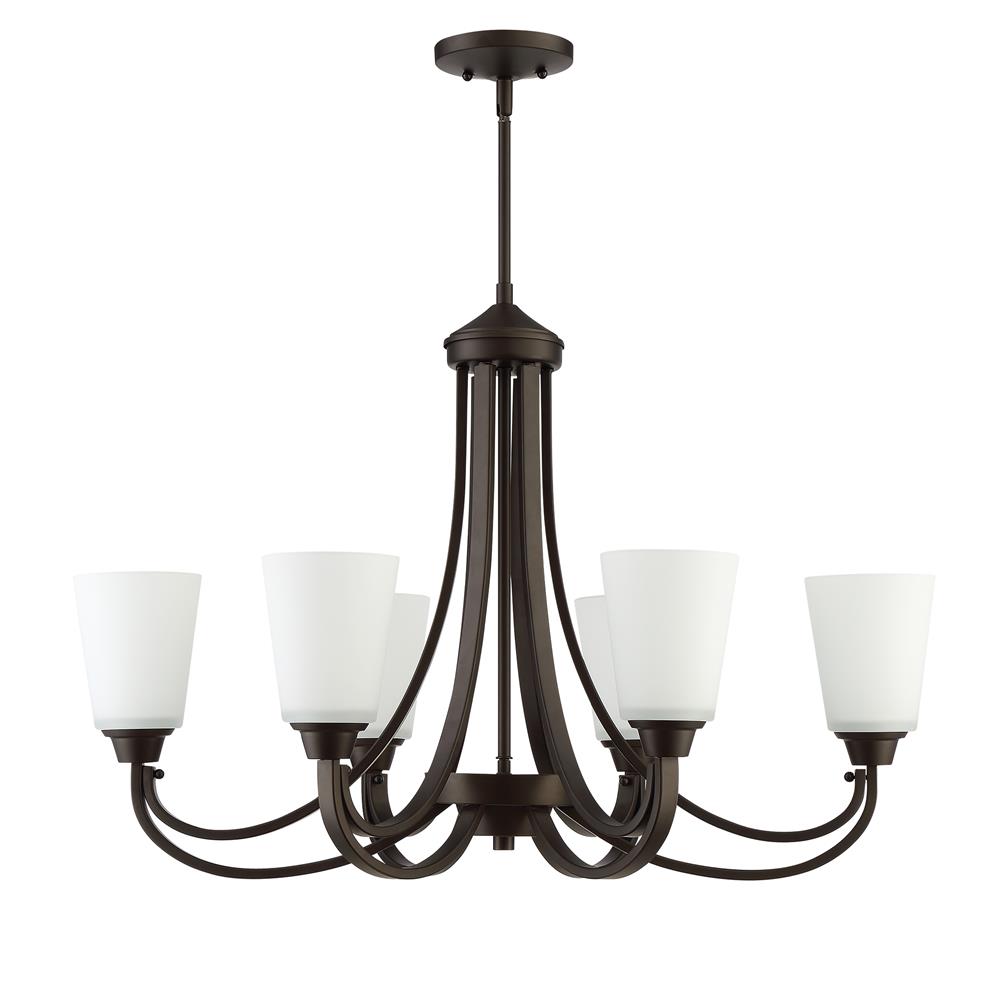 Craftmade 41976-ESP Grace 6 Light Linear Chandelier in Espresso with White Frosted Glass