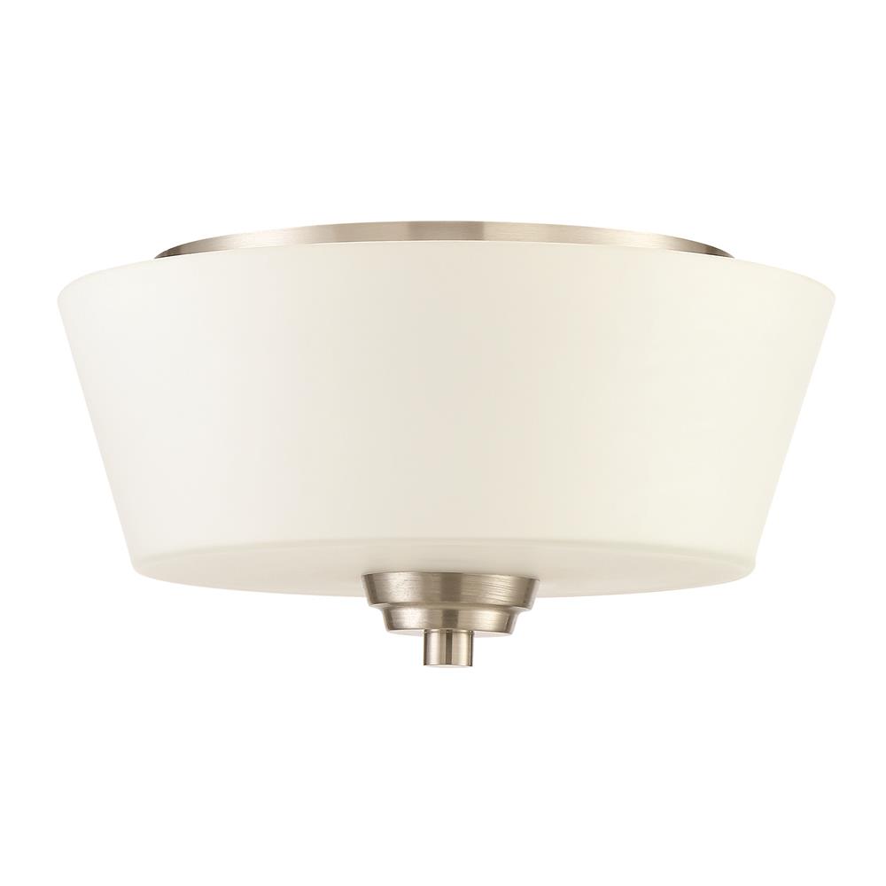 Craftmade 41982-BNK Grace 2 Light Flushmount in Brushed Polished Nickel with White Frosted Glass