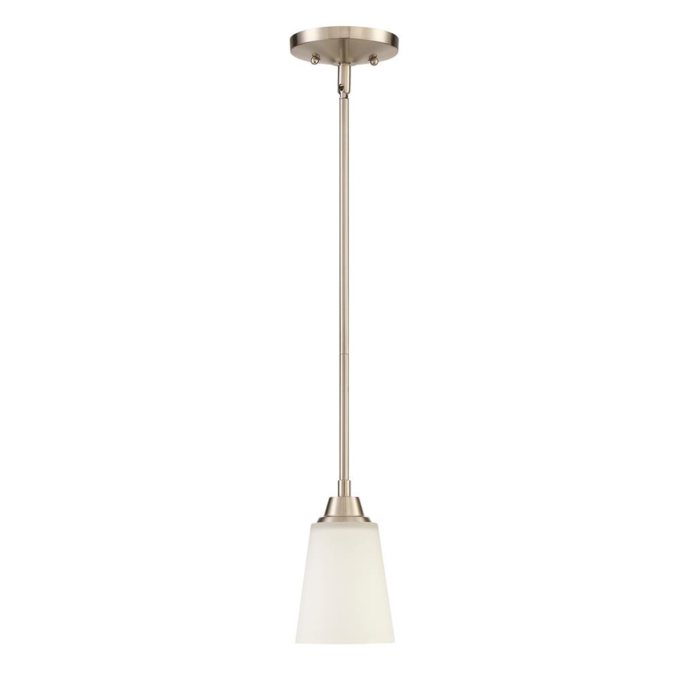 Craftmade 41991-BNK Grace 1 Light Mini Pendant in Brushed Polished Nickel with White Frosted Glass