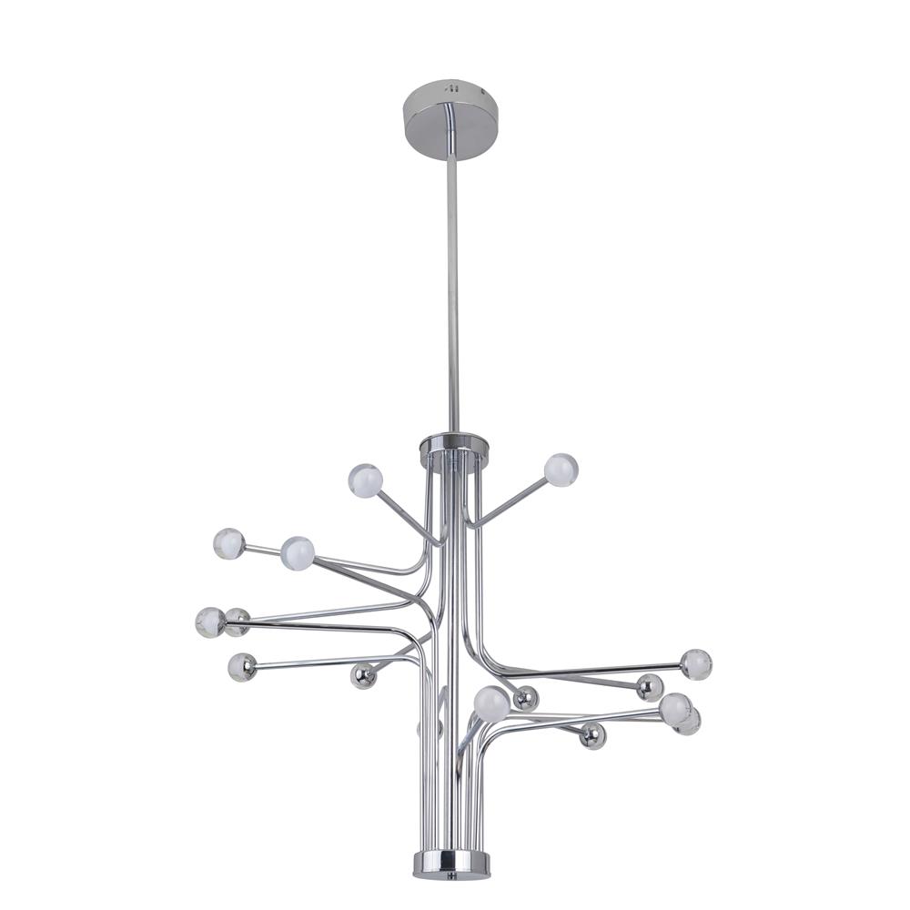 Craftmade 43016-CH-LED Solis 16 Arm LED Chandelier in Chrome with Frosted Inside/Clear Outside Glass