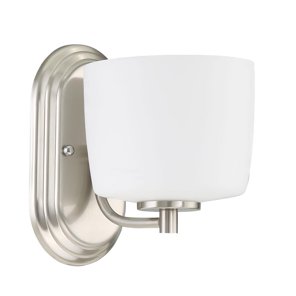 Craftmade 43501-BNK Clarendon 1 Light Vanity/Wall Sconce in Brushed Polished Nickel with White Opal Glass Shade
