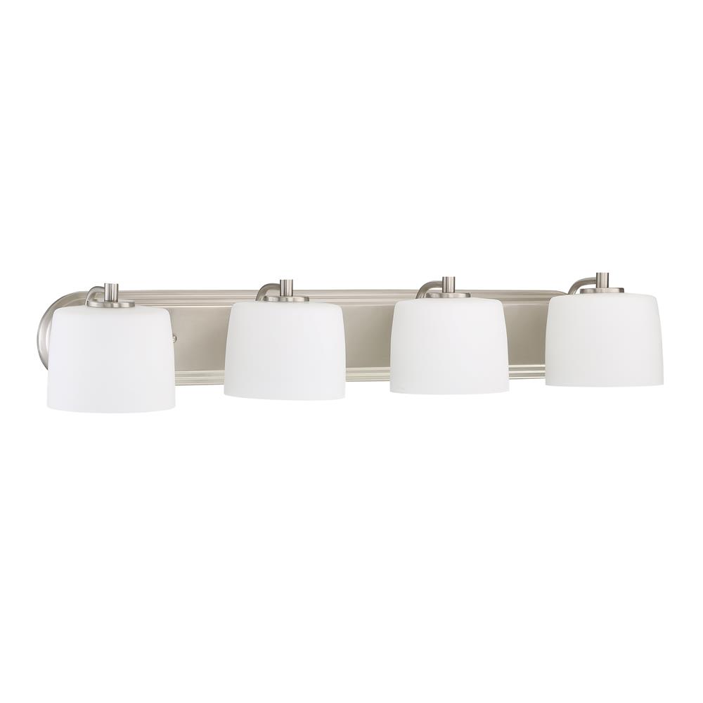 Craftmade 43504-BNK Clarendon 4 Light Vanity in Brushed Polished Nickel with White Opal Glass Shade