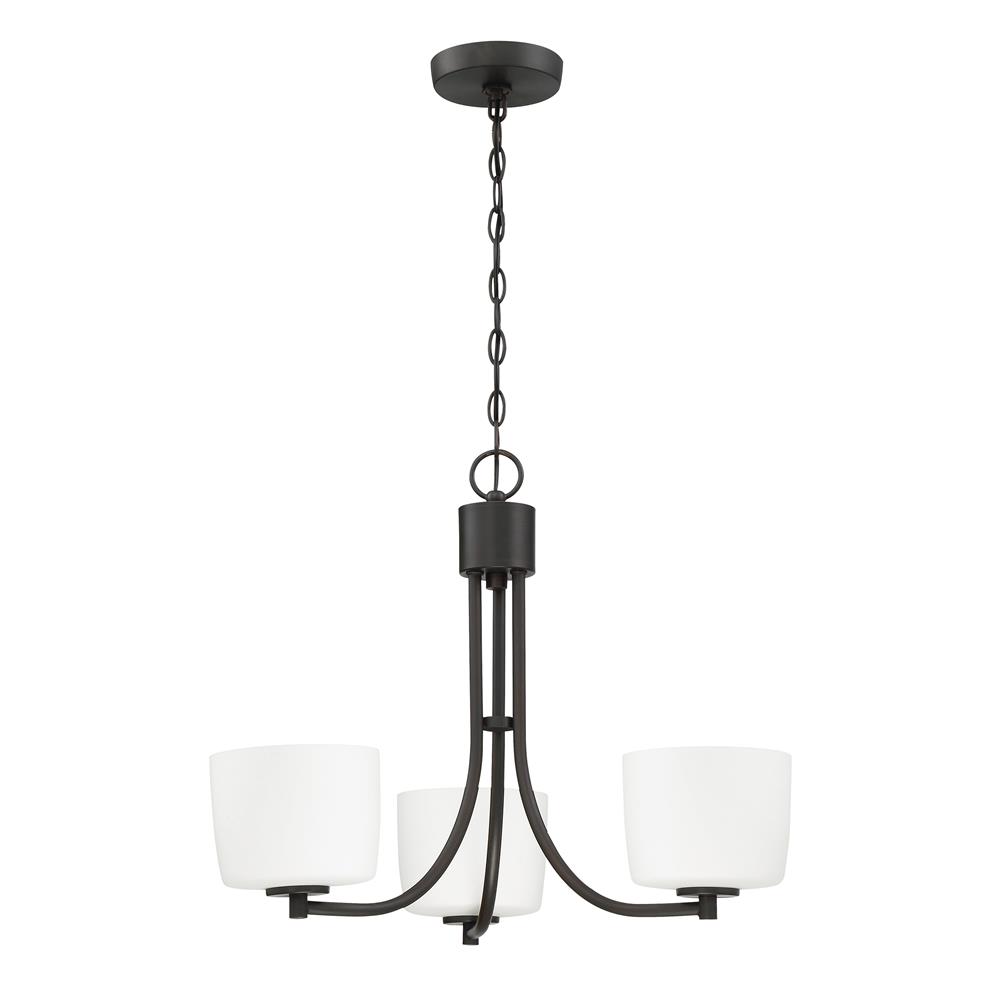 Craftmade 43523-ABZ Clarendon 3 Light Chandelier in Aged Bronze Brushed with White Opal Glass Shade