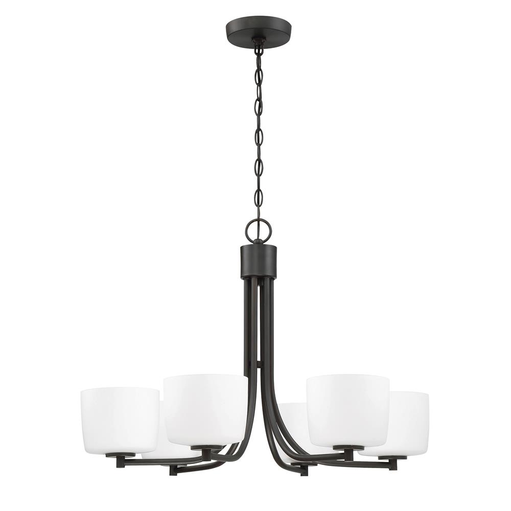 Craftmade 43526-ABZ Clarendon 6 Light Chandelier in Aged Bronze Brushed with White Opal Glass Shade