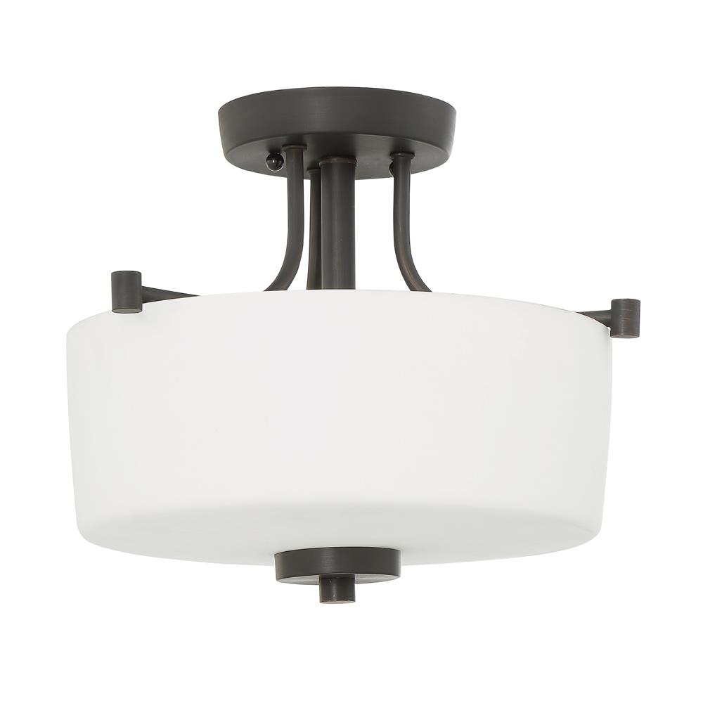 Craftmade 43553-ABZ Clarendon 3 Light Semi Flush in Aged Bronze Brushed with White Opal Glass Shade