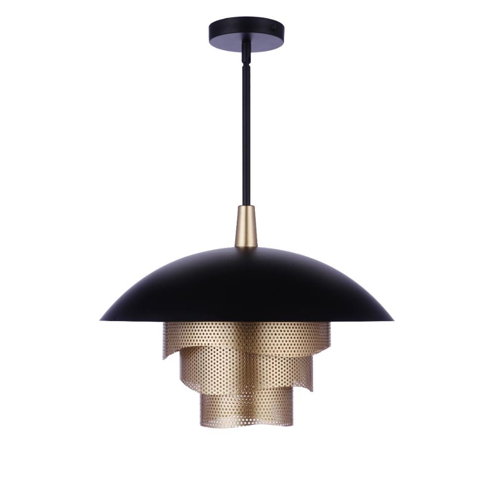 Craftmade P1010FBMG-LED 19” Diameter Sculptural Statement Dome Pendant with Perforated Metal Shades in Flat Black/Matte Gold