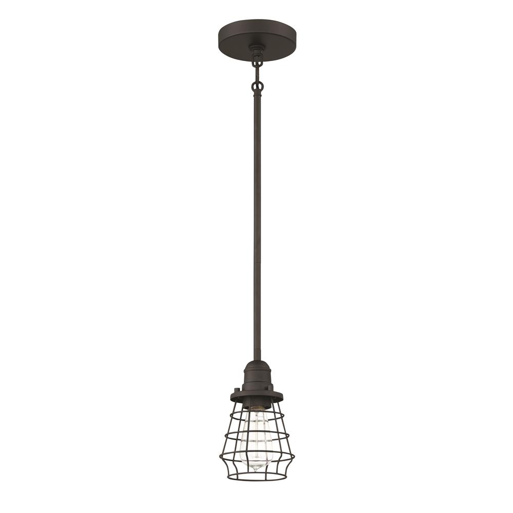 Craftmade 50691-FB Thatcher 1 Light Mini Pendant in Flat Black with Flat Black Cage
