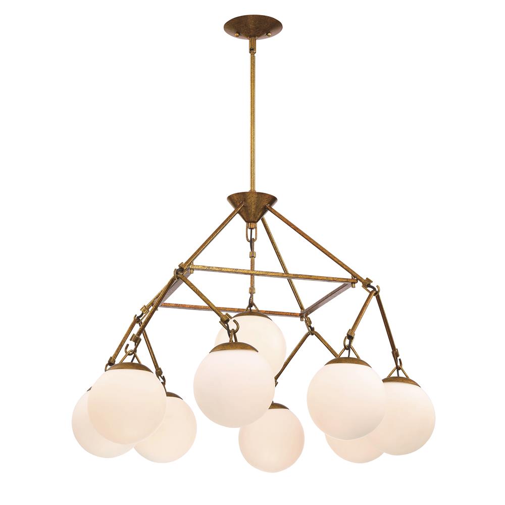 Craftmade 50729-PAB Orion 9 Light Chandelier in Patina Aged Brass