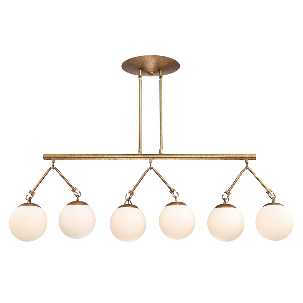 Craftmade 50776-PAB Orion 6 Light Island in Patina Aged Brass