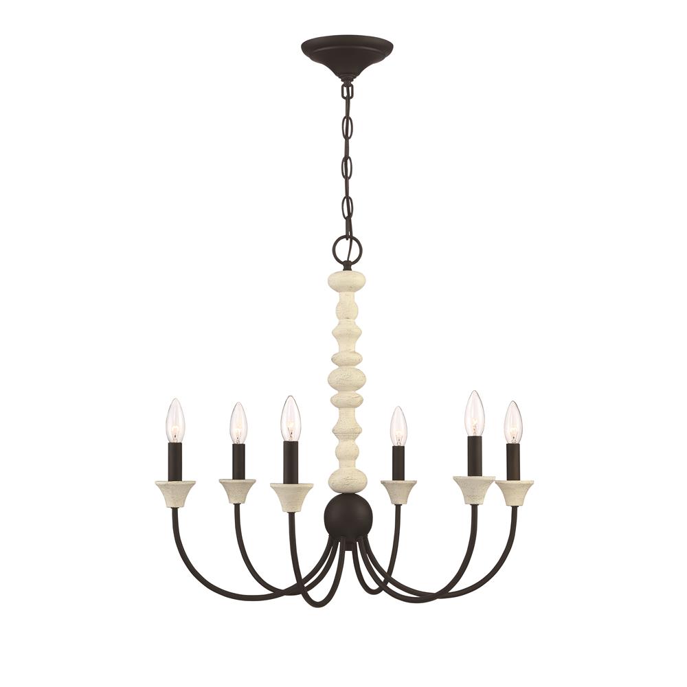 Craftmade 52626-CWESP Meadow Place 6 Light Chandelier in Cottage White/Espresso