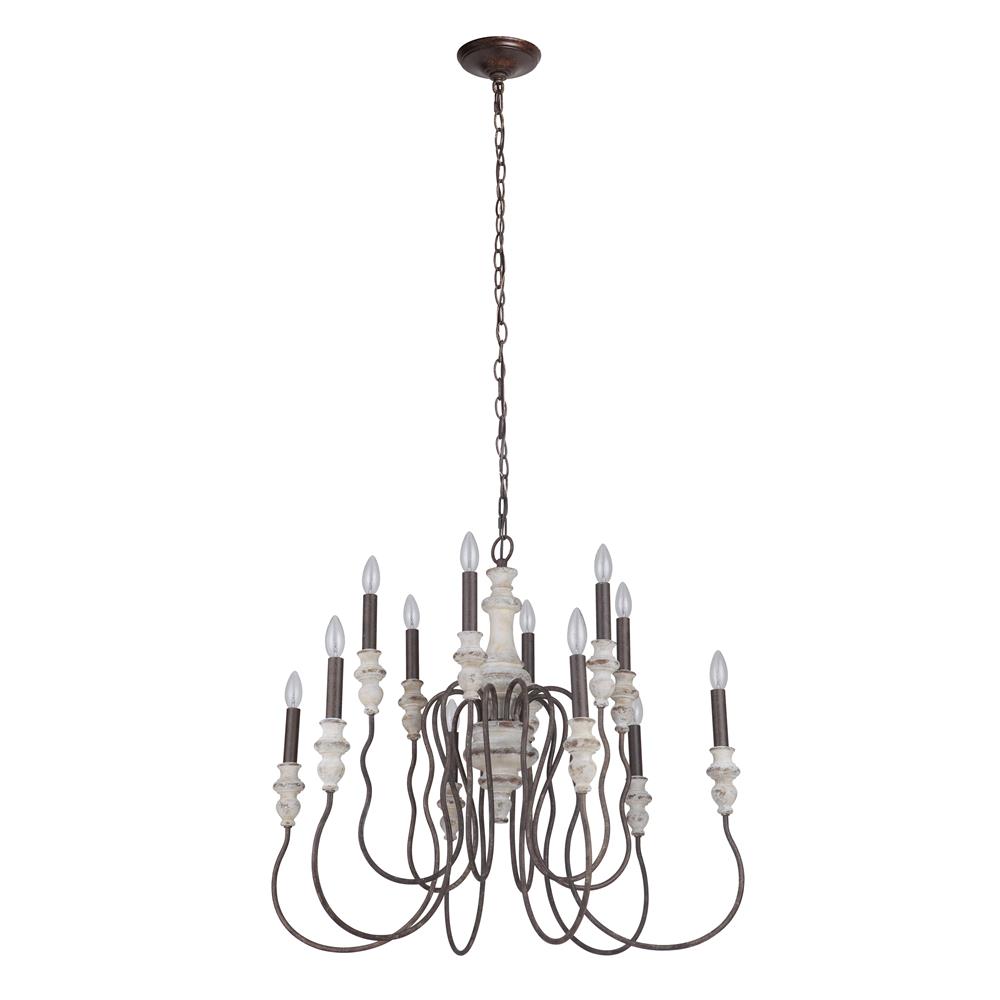 Craftmade 52812-CWFM Highgate 12 Light Chandelier in Cottage White/Forged Metal