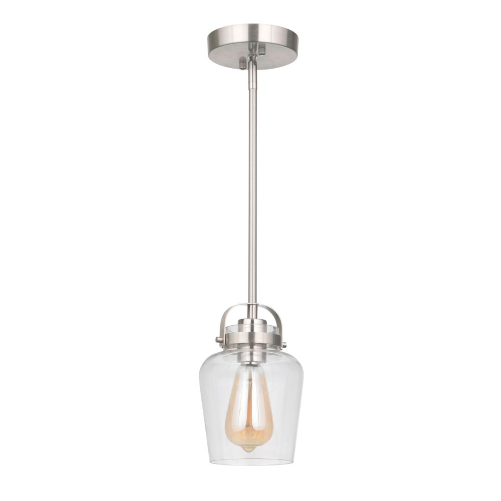 Craftmade 53591-BNK Trystan 1 Light Mini Pendant in Brushed Polished Nickel