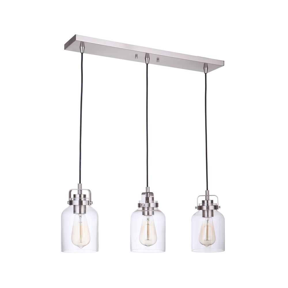 Craftmade 53693-BNK Foxwood 3 Light Linear Pendant in Brushed Polished Nickel