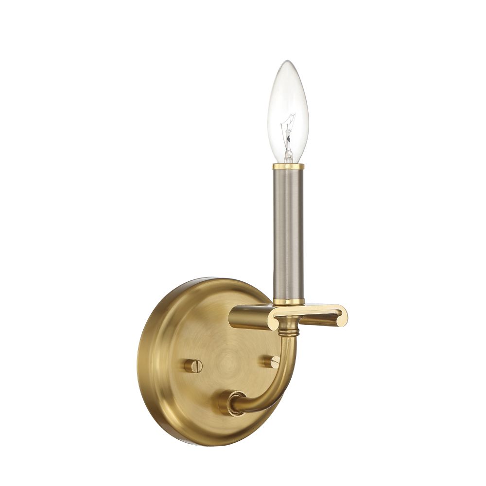 Craftmade 54861-BNKSB Stanza 1 Light Wall Sconce in Brushed Polished Nickel / Satin Brass