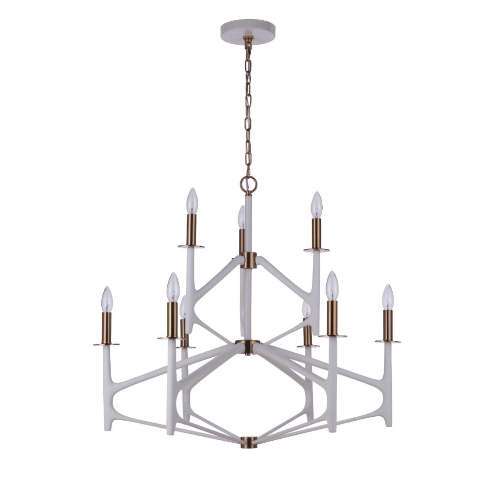 Craftmade 55529-MWWSB The Reserve 2-Tier 9 Light Chandelier - FBSB , Damp rated