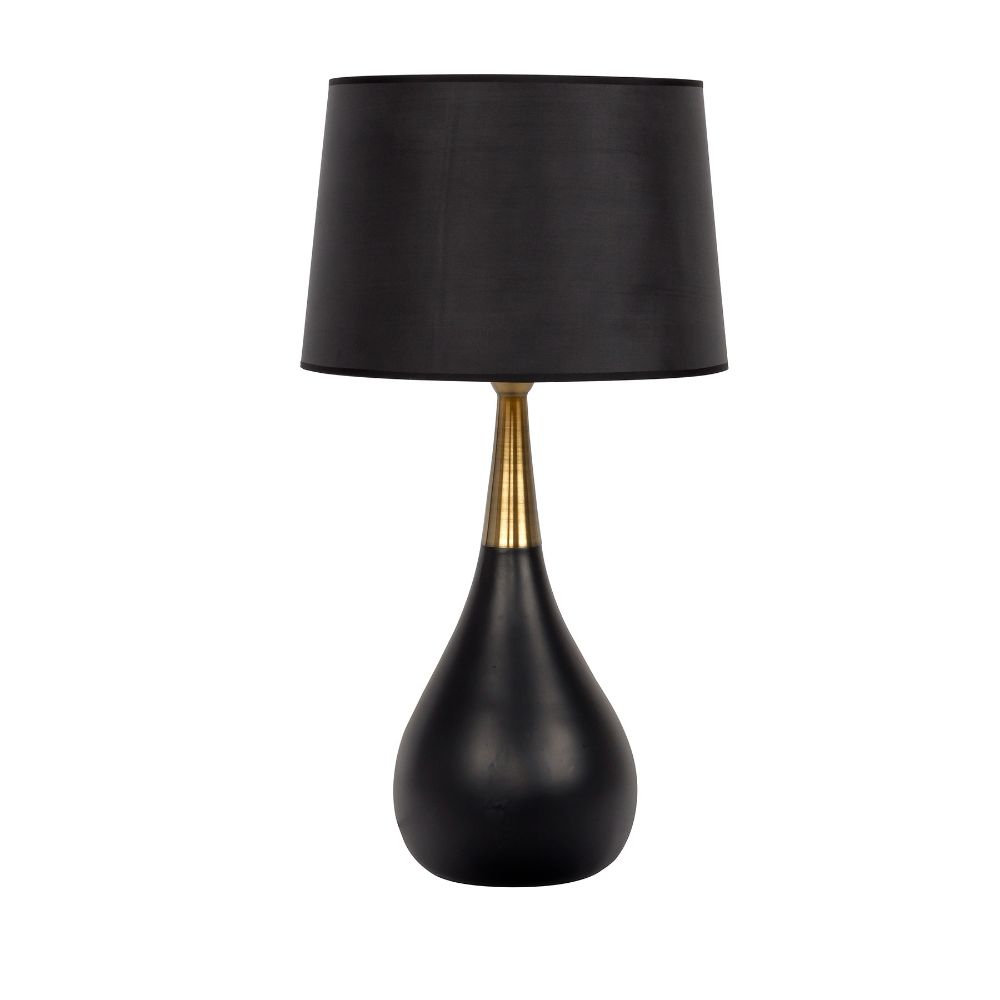 Craftmade 86222 Black Table Lamp w/Hard Back Shade, Flat Black / Satin Brass Finish