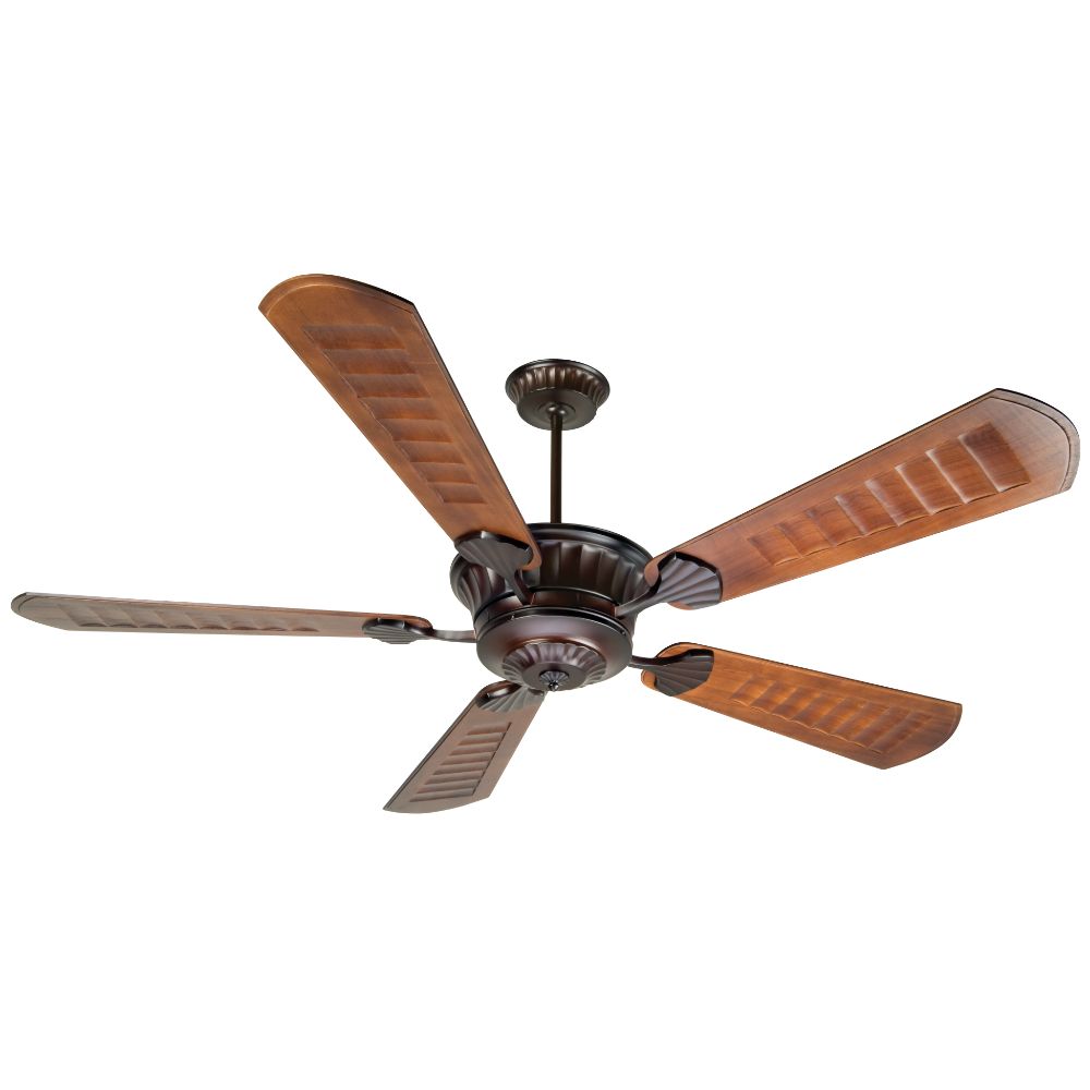 Craftmade DCEP70OB5 70" DC Epic DCEP70OB5 Indoor/Outdoor Damp Ceiling Fan in Oiled Bronze finish with custom set of 5 custom carved scalloped blades, IDC Remote & Wall Control Included