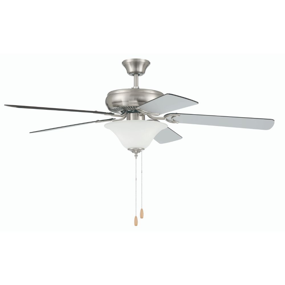 Craftmade DCF52BNK5C1W 52" Ceiling Fan with Blades and Light Kit, Brushed Polished Nickel