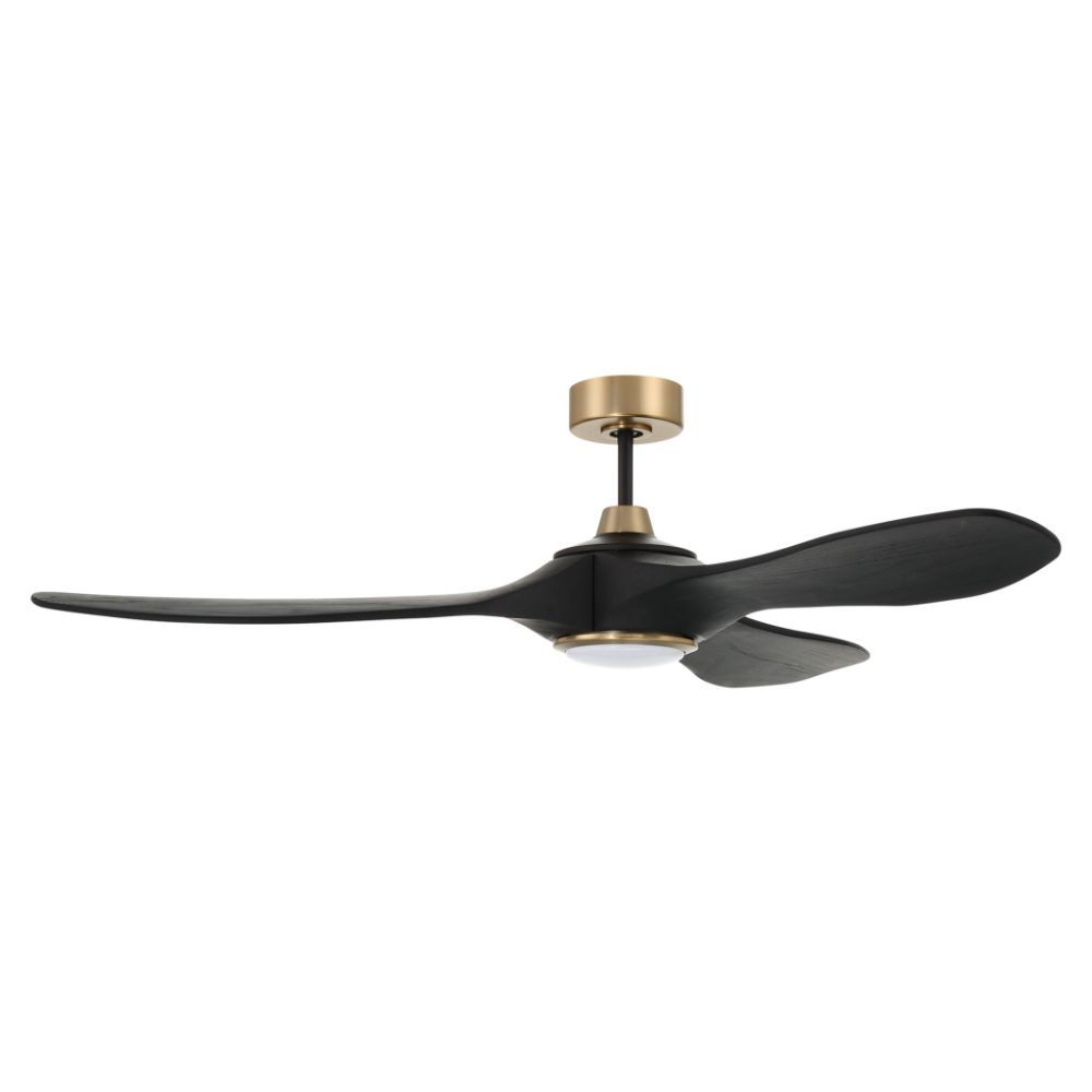Craftmade EVY60FBSB3 Envy 60" Ceiling Fan with Blades Included, Flat Black / Satin Brass Finish
