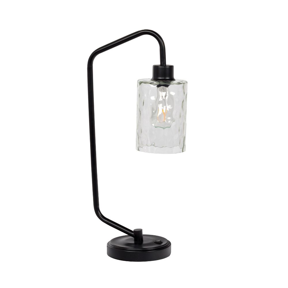 Craftmade 86202 Metal Table Lamp w/USB & Hammered Glass, Flat Black Finish