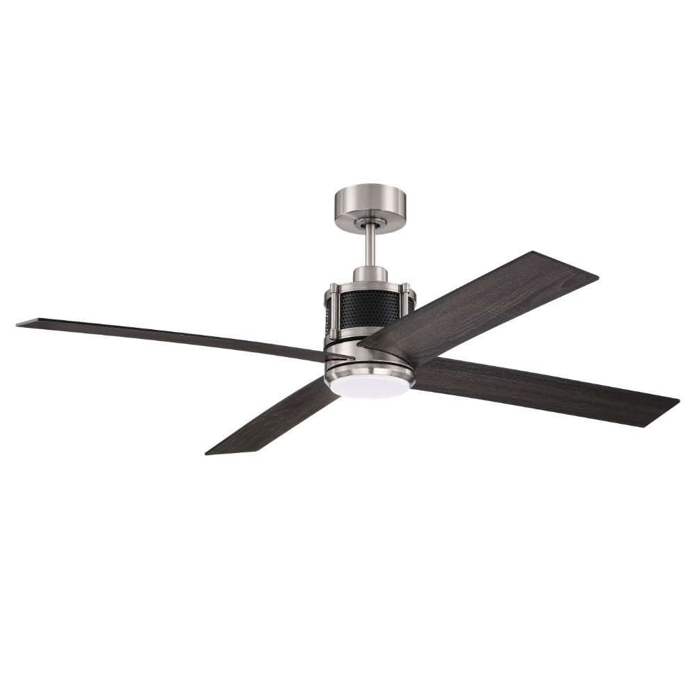 Craftmade GRG56BNKFB4 56" Gregory Fan, Brushed Nickel and Flat Black Finish, Blades Included