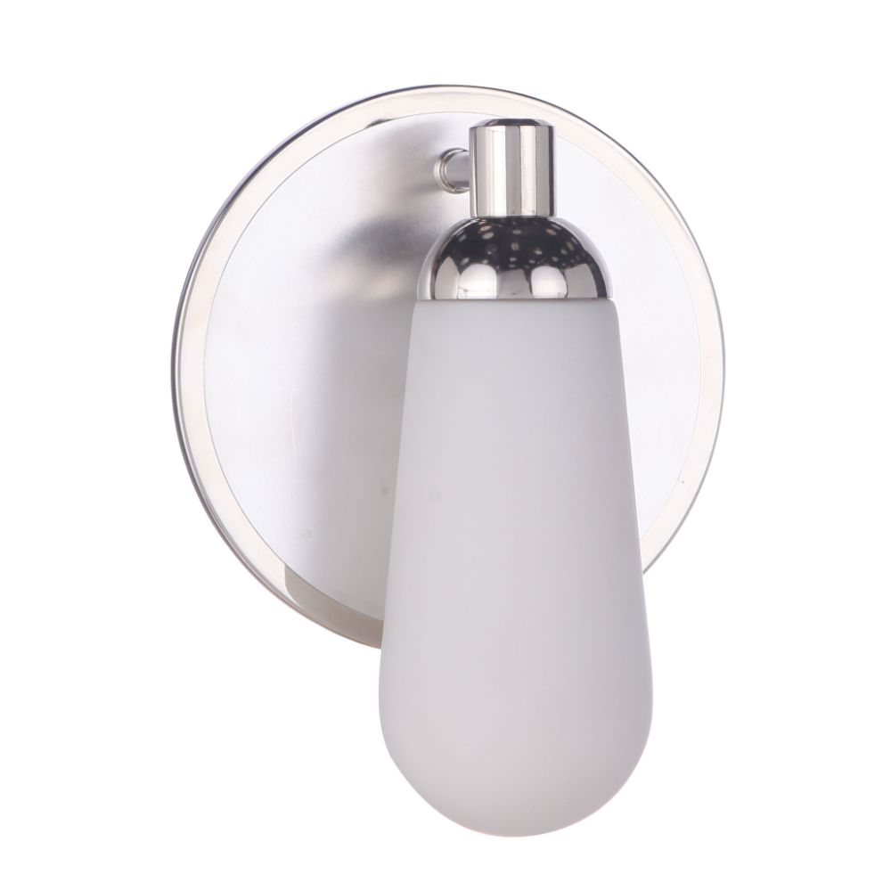 Craftmade 13107BNKPLN1 Riggs 1 Light Wall Sconce, Brushed Polished Nickel / Polished Nickel, Damp Rated