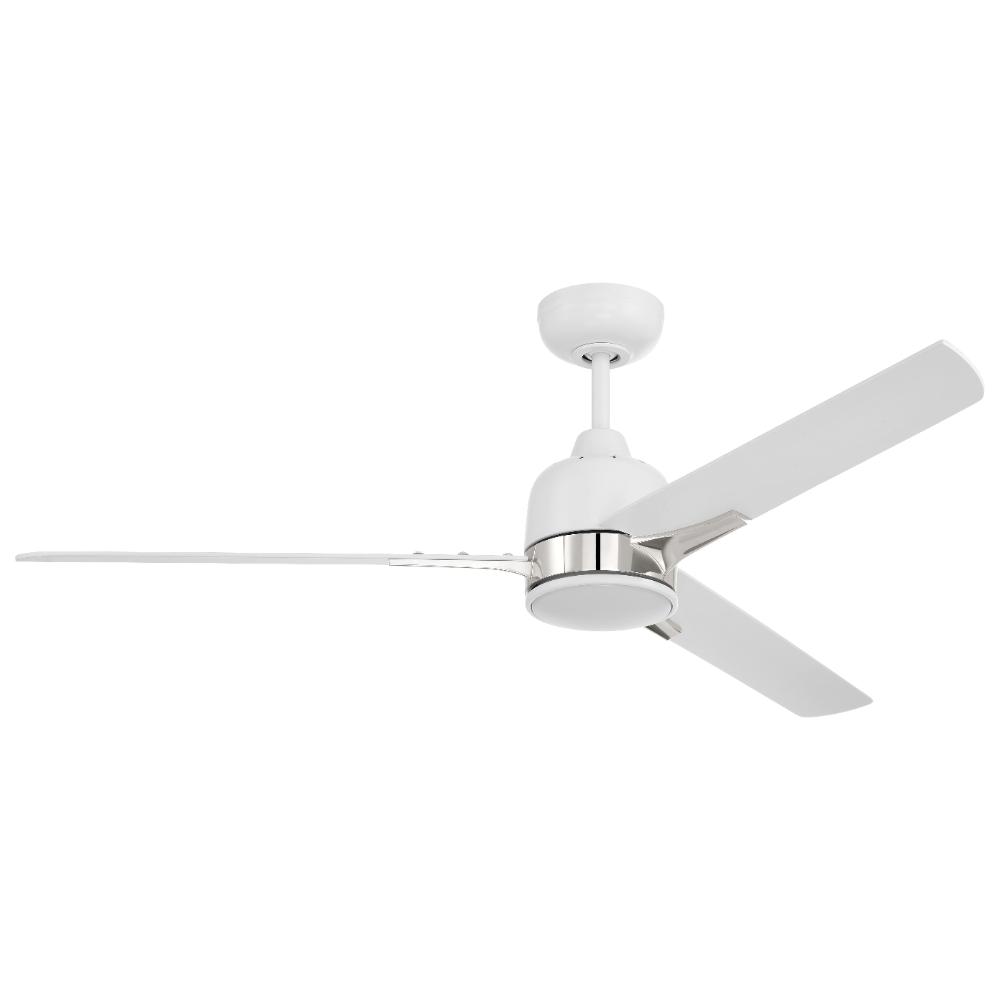 Craftmade FUL52WPLN3 52" Fuller in White/Polished Nickel w/ White Blades