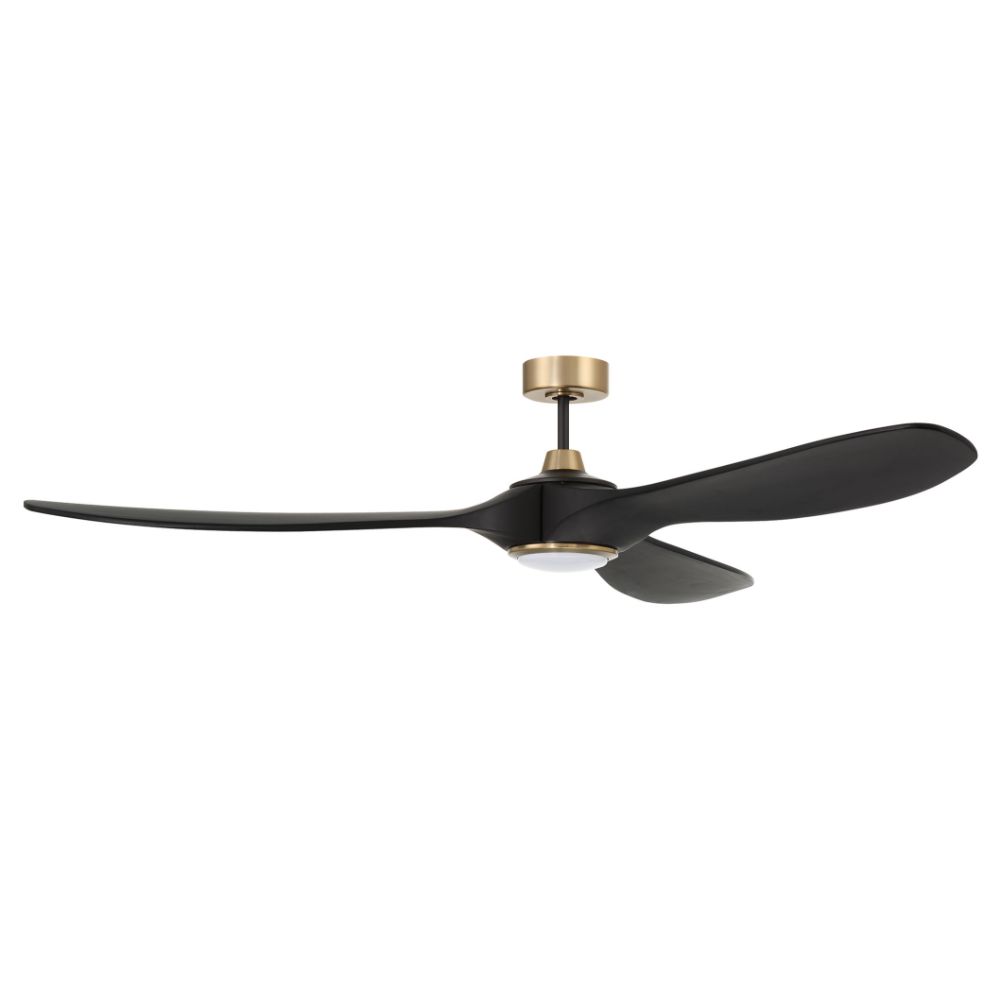 Craftmade EVY84FBSB3 Envy 84" Ceiling Fan with Blades Included, Flat Black / Satin Brass Finish