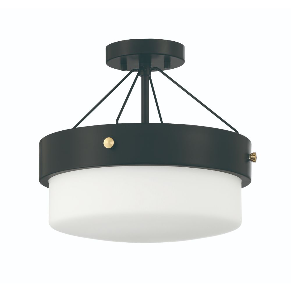 Craftmade XS3213-FB Oak Street 2 Light Convertible Semi Flush, FB, Flat Black Finish