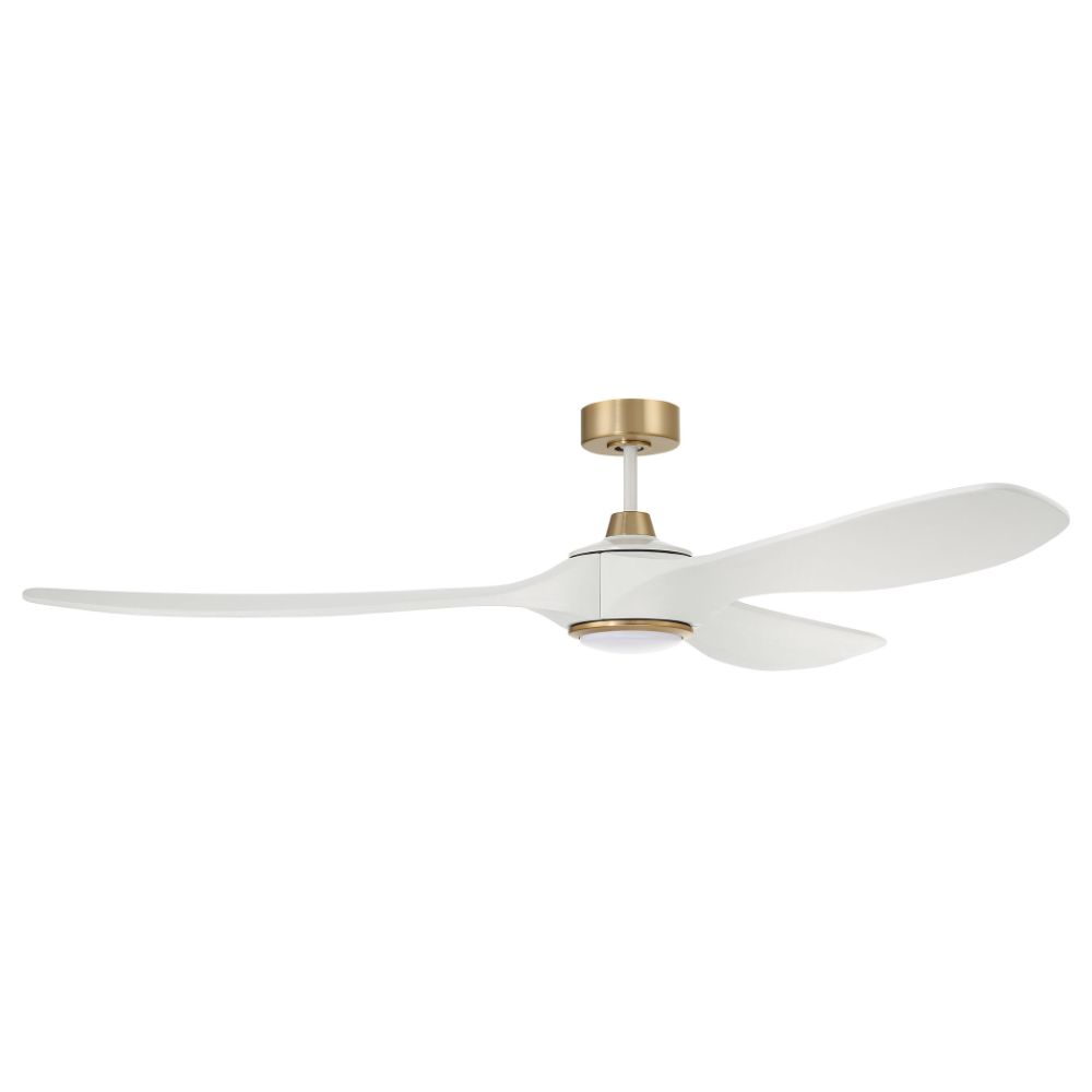 Craftmade EVY72WSB3 Envy 72" Ceiling Fan with Blades Included, White  / Satin Brass Finish