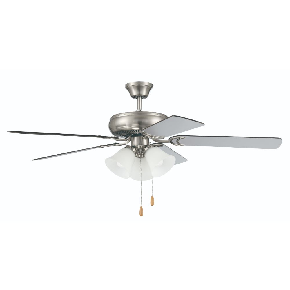 Craftmade DCF52BNK5C3W 52" Ceiling Fan with Blades and Light Kit, Brushed Polished Nickel