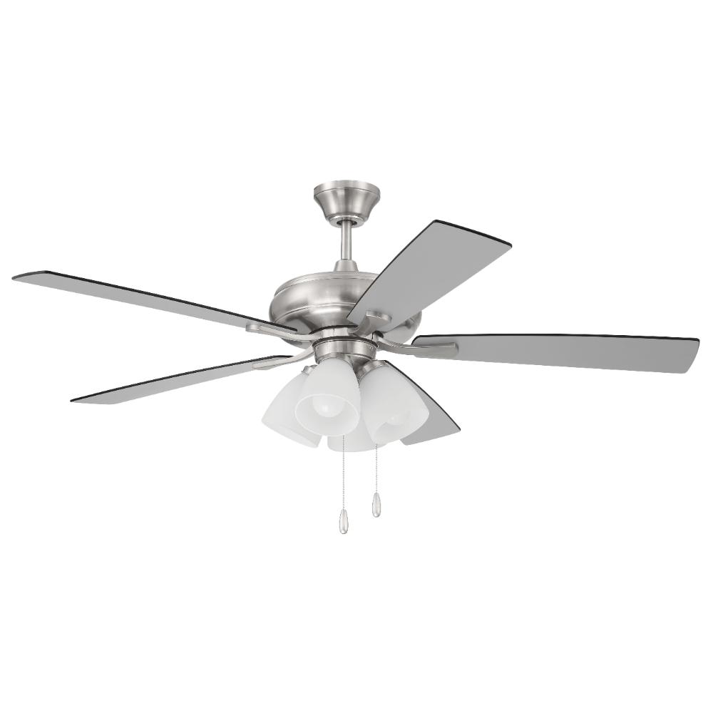 Craftmade ECF114BNK5-BNGW 52" Eos Frost 4 Light in Brushed Polished Nickel w/ Brushed Nickel/Greywood Blades