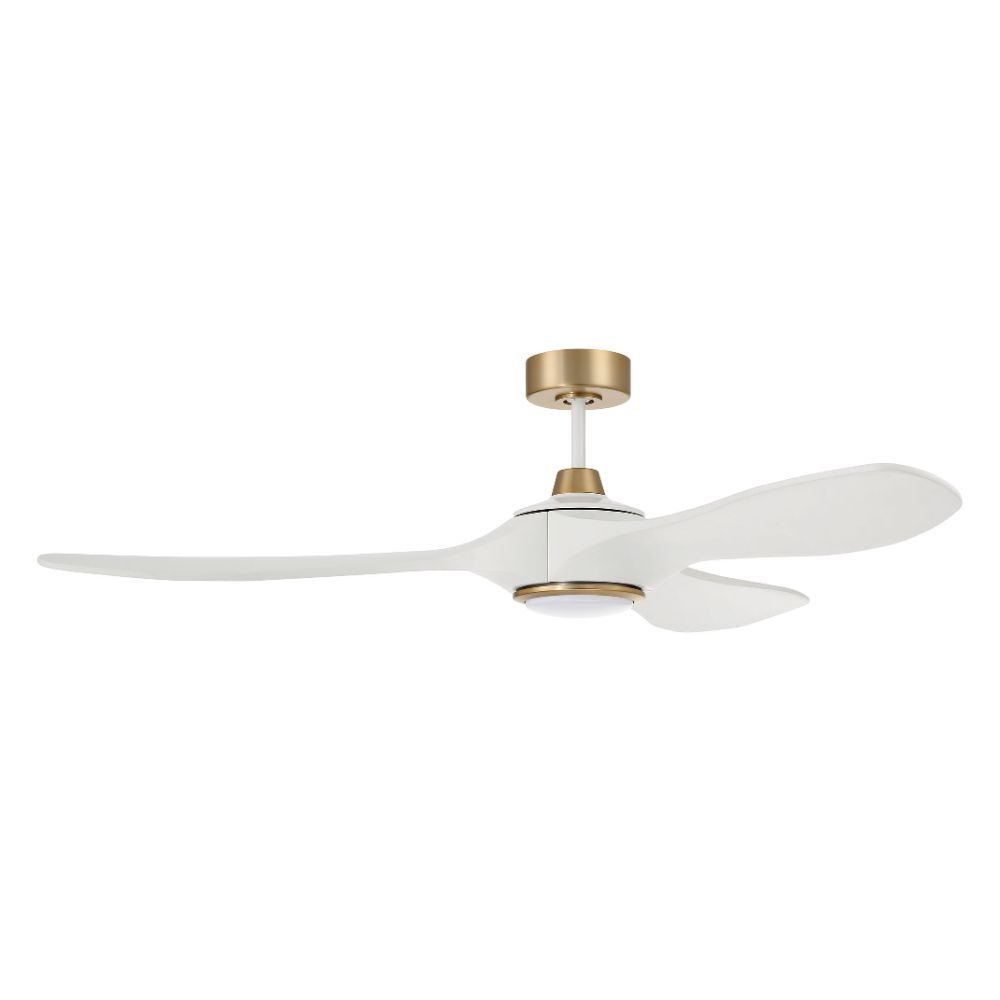 Craftmade EVY60WSB3 Envy 60" Ceiling Fan with Blades Included, White  / Satin Brass Finish