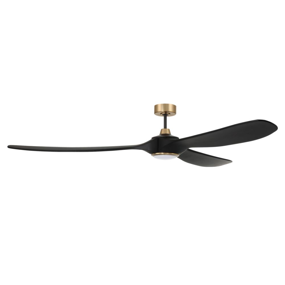 Craftmade EVY72FBSB3 Envy 72" Ceiling Fan with Blades Included, Flat Black / Satin Brass Finish