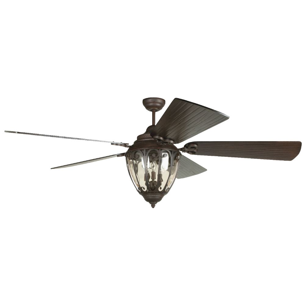 Craftmade OV70AG5 70" Olivier Ceiling Fan in Aged Bronze with Carved Walnut Blades, B570P-WAL, Included