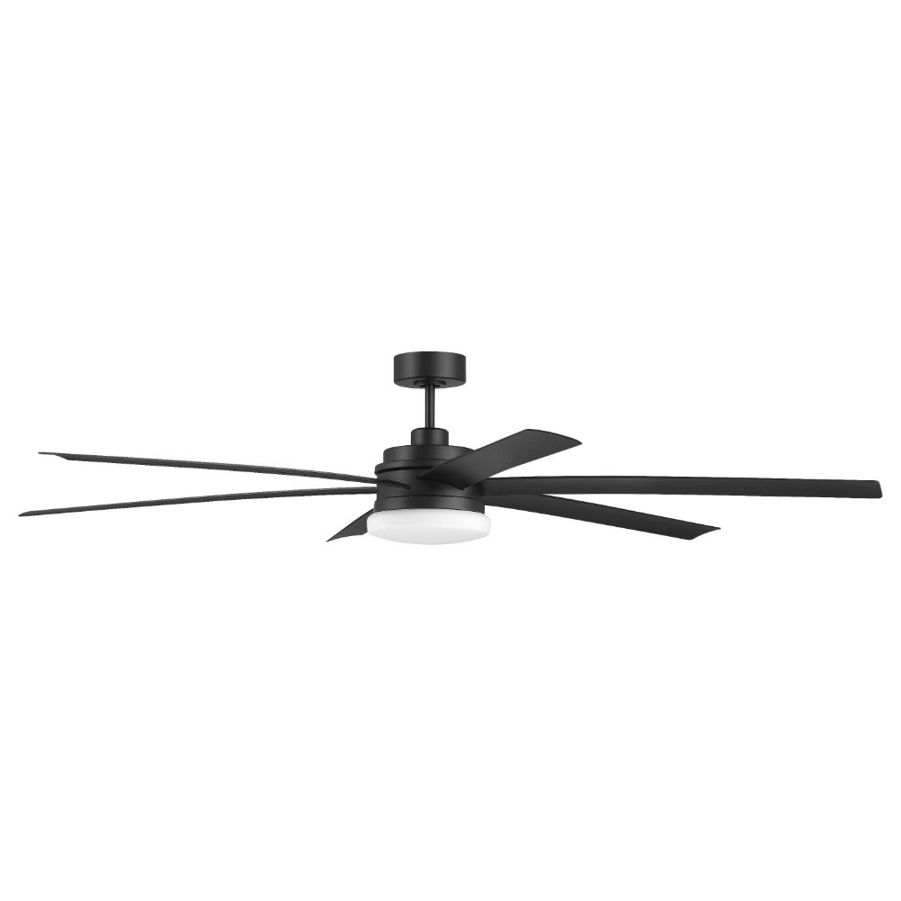 Craftmade CLZ72FB6 72" Chilz Smart Ceiling Fan, Flat Black, Integrated LED Light Kit, Remote & WiFi Control