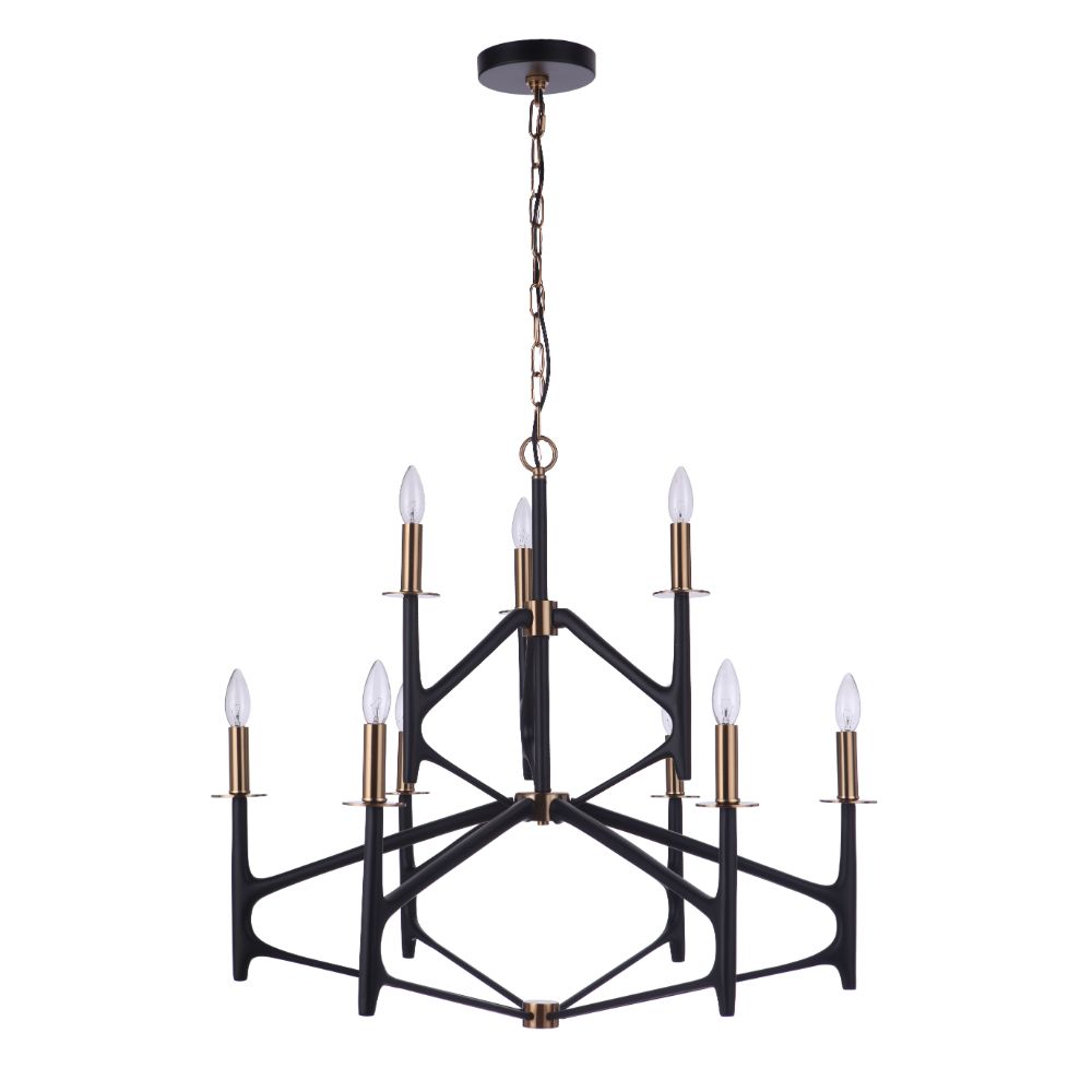 Craftmade 55529-FBSB The Reserve 2-Tier 9 Light Chandelier - FBSB , Damp rated