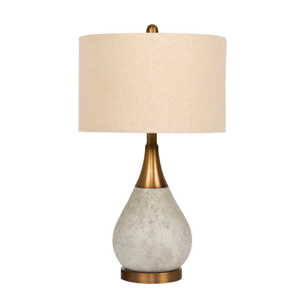 Craftmade 86237 Plated Grey Base Table Lamp w/Hard Back Oatmeal Shade, Natural Concrete / Antique Brass Finish