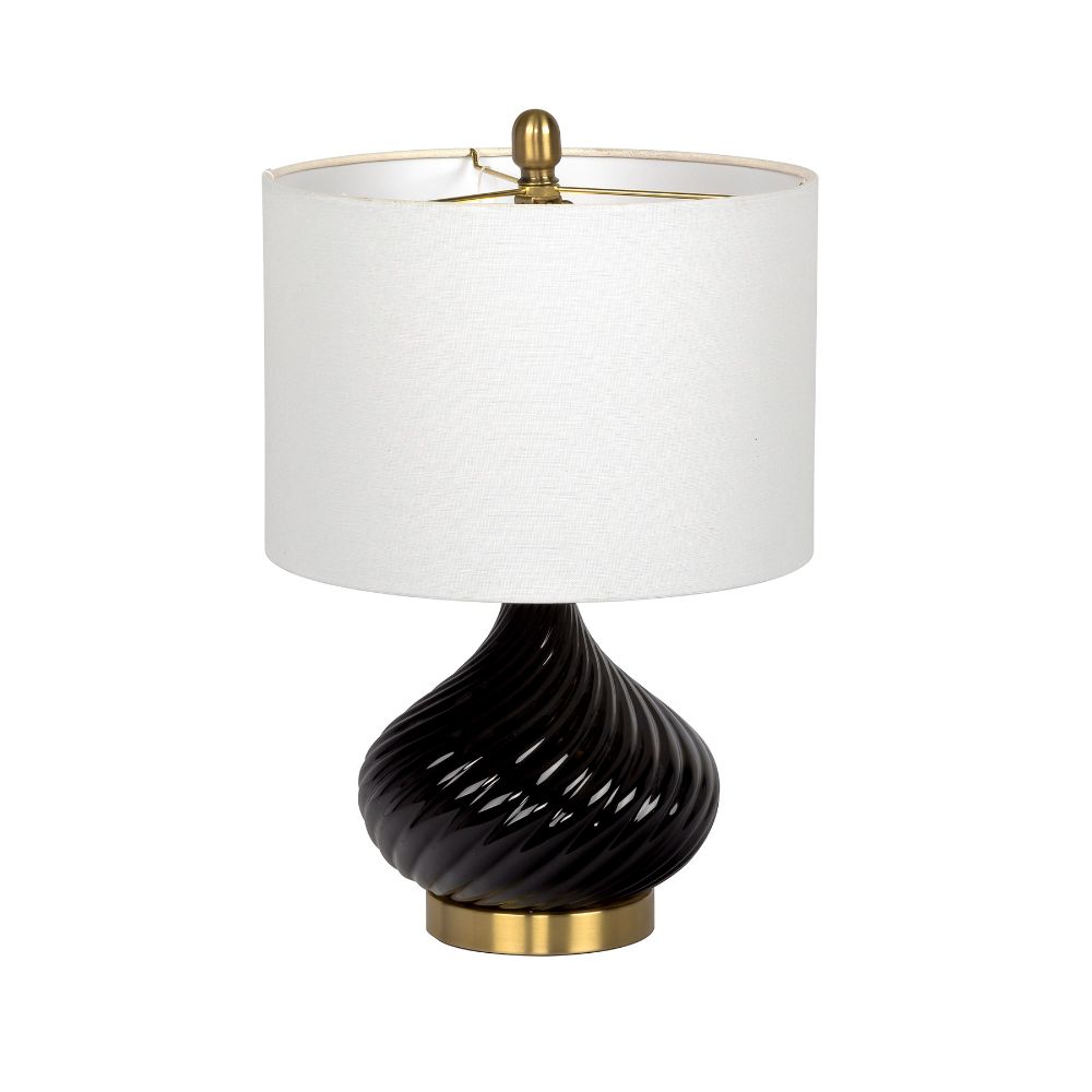 Craftmade 86216 Black Ceramic / Antique Brass Table Lamp w/White Hard Back Shade,Spider